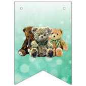 Teddy Bear Green Baby Showerの少年 バンティングフラッグ (第3の旗)