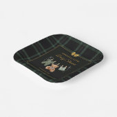 Teddy Bear Green Buffalo Check ペーパープレート (傾斜あり)