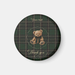 Teddy Bear Green Tartan  マグネット