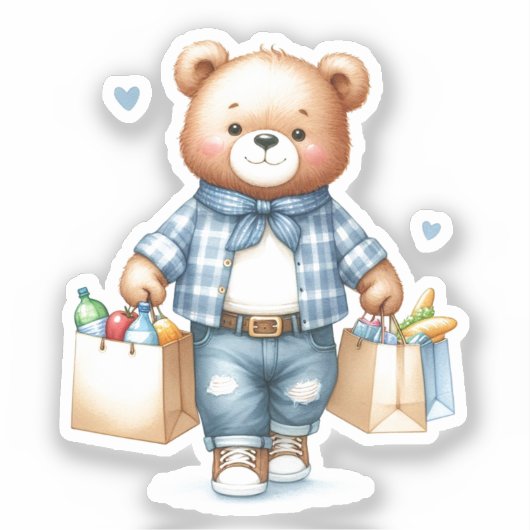 Teddy Bear Grocery Sticker シール (正面)