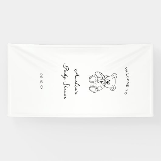 Teddy Bear hand drawn baby shower 横断幕 (横)