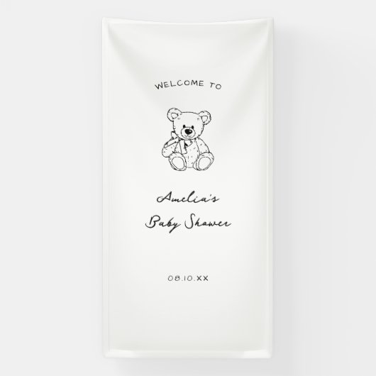 Teddy Bear hand drawn baby shower 横断幕 (縦)