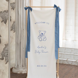 Teddy Bear hand drawn Boy baby shower 横断幕