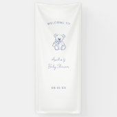 Teddy Bear hand drawn Boy baby shower 横断幕 (縦)