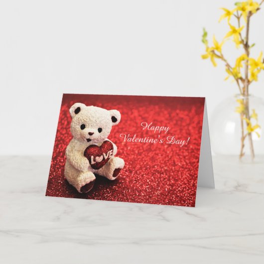 Teddy Bear Happy Valentine's Day Card カード (黄色い花)