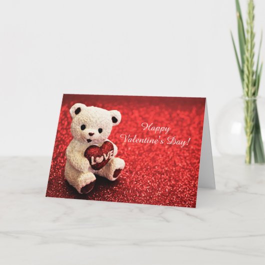 Teddy Bear Happy Valentine's Day Card カード (正面)