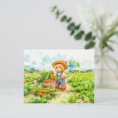 Teddy Bear Harvesting Carrots in a Field ポストカード (スタンド正面)
