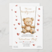 Teddy Bear Hearts Baby Shower Invitation 招待状 (正面/裏面)