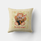 Teddy Bear Holdingハート写真バレンタインデー クッション (裏面)