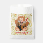 Teddy Bear Holdingハート写真バレンタインデー フェイバーバッグ (正面)