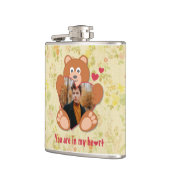 Teddy Bear Holdingハート写真バレンタインデー フラスク (左)