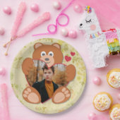 Teddy Bear Holdingハート写真バレンタインデー ペーパープレート (パーティー)