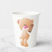 Teddy Bear Holding Chocolate Ice Cream Popsicle 紙コップ (正面)