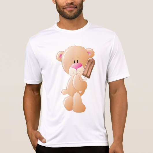 Teddy Bear Holding Chocolate Ice Cream Popsicle Tシャツ (正面)