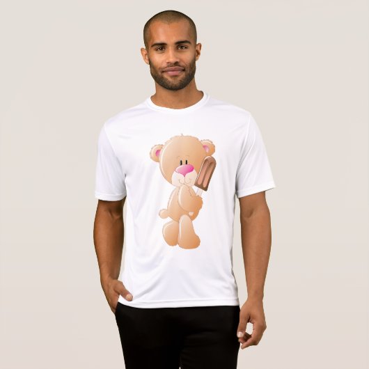 Teddy Bear Holding Chocolate Ice Cream Popsicle Tシャツ (正面フル)
