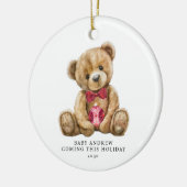 Teddy Bear Holiday Baby Announcement Keepsake セラミックオーナメント (左)