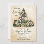 Teddy Bear Holiday We Can Bearly Wait Baby Shower 招待状 (正面)