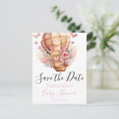 Teddy Bear Hot Air Balloon White the Date ポストカード (スタンド正面)