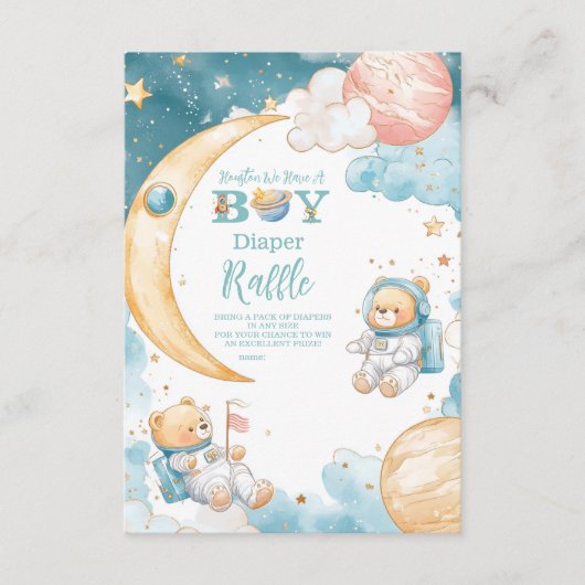 Teddy Bear Houston私たちは少年おむつラッフルを持っている エンクロージャーカード (正面)