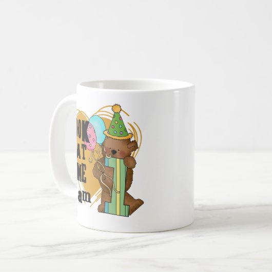 Teddy Bear I'm 1誕生日Tシャツ&ギフト コーヒーマグカップ (正面左)