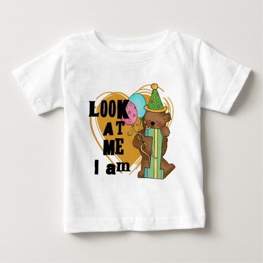 Teddy Bear I'm 1誕生日Tシャツ&ギフト ベビーTシャツ (正面)