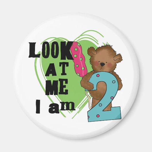 Teddy Bear I'm 2誕生日Tシャツ&ギフト マグネット (正面)