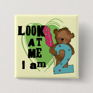 Teddy Bear I'm 2誕生日Tシャツ&ギフト 缶バッジ