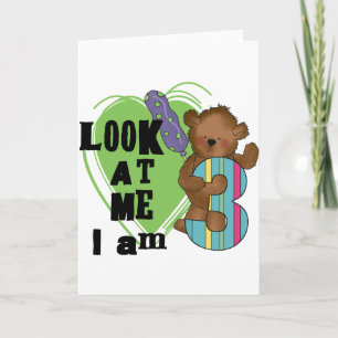 Teddy Bear I'm 3誕生日Tシャツとギフト カード
