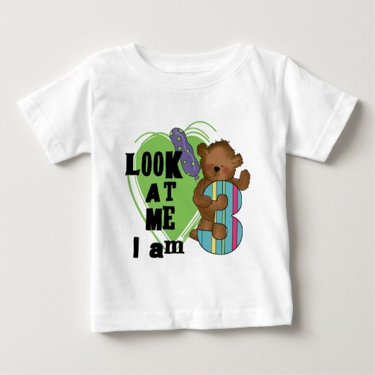 Teddy Bear I'm 3誕生日Tシャツとギフト ベビーTシャツ (正面)
