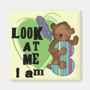 Teddy Bear I'm 3誕生日Tシャツとギフト マグネット