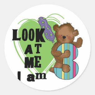 Teddy Bear I'm 3誕生日Tシャツとギフト ラウンドシール