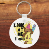 Teddy Bear I'm 4誕生日Tシャツ&ギフト キーホルダー (正面)