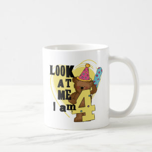 Teddy Bear I'm 4誕生日Tシャツ&ギフト コーヒーマグカップ