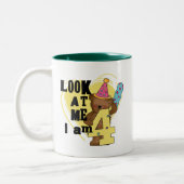 Teddy Bear I'm 4誕生日Tシャツ&ギフト ツートーンマグカップ (左)