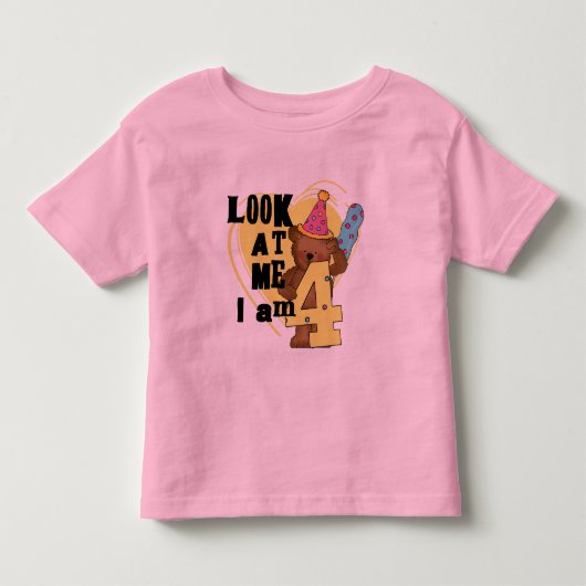 Teddy Bear I'm 4誕生日Tシャツ&ギフト トドラーTシャツ (正面)