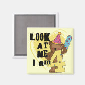 Teddy Bear I'm 4誕生日Tシャツ&ギフト マグネット (正面/裏面)