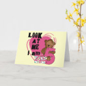 Teddy Bear I'm 5誕生日Tシャツとギフト カード (黄色い花)