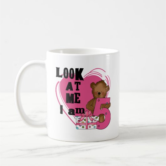 Teddy Bear I'm 5誕生日Tシャツとギフト コーヒーマグカップ (左)