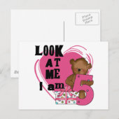 Teddy Bear I'm 5誕生日Tシャツとギフト ポストカード (正面/裏面)