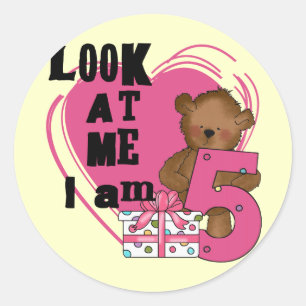Teddy Bear I'm 5誕生日Tシャツとギフト ラウンドシール