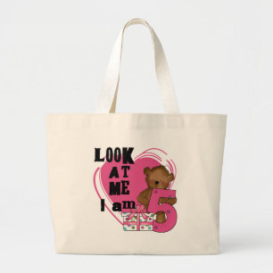 Teddy Bear I'm 5誕生日Tシャツとギフト ラージトートバッグ