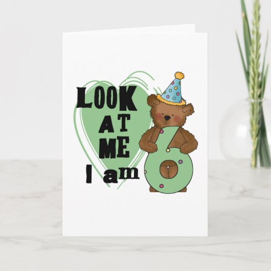 Teddy Bear I'm 6誕生日Tシャツ&ギフト カード (正面)