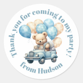 Teddy Bear in a Carステッカー ラウンドシール