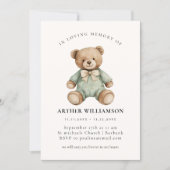 Teddy Bear "In Loving Memory" Child Memorial Card 招待状 (正面)
