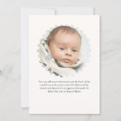 Teddy Bear "In Loving Memory" Child Memorial Card 招待状 (裏面)