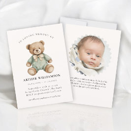 Teddy Bear "In Loving Memory" Child Memorial Card 招待状