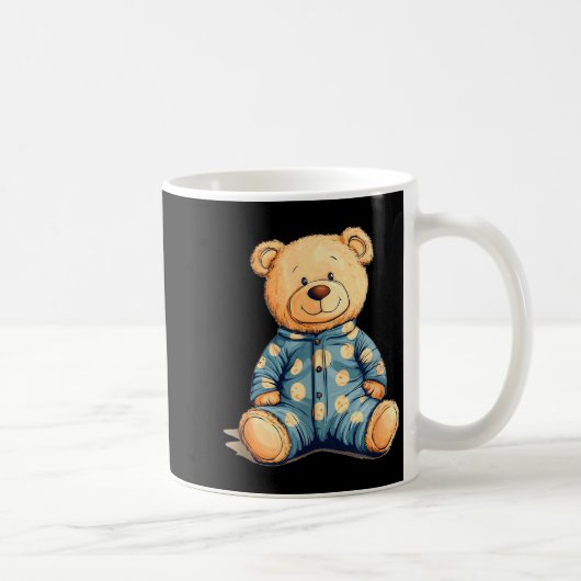 Teddy Bear In Pajama Costume For Bedtime Smiles コーヒーマグカップ (右)