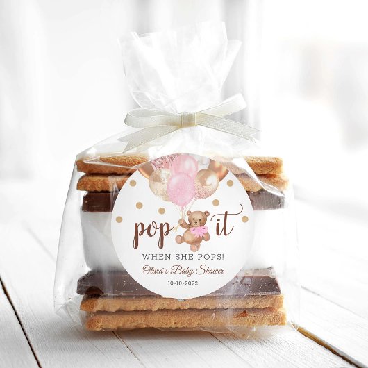 Teddy Bear It赤ポップ・アートのちゃんシャワーお願いギフト ラウンドシール