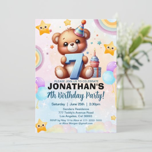 Teddy Bear Kids Birthday 7 招待状 (スタンド正面)