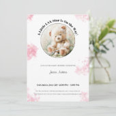 Teddy Bear Lacrosse Baby Shower Girl Invitation  シーズンカード (スタンド正面)